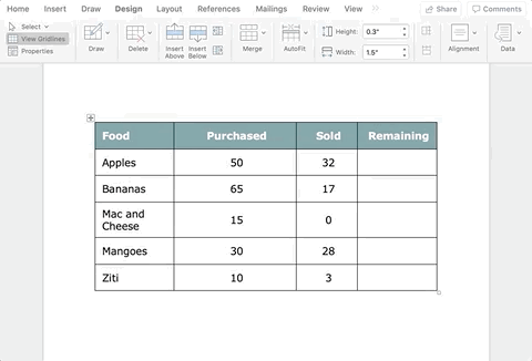 autofit contents in Word table